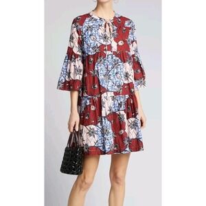 WARM NY Wax Poetic Tiered Garden Cotton Dress Size‎ 1 S/M